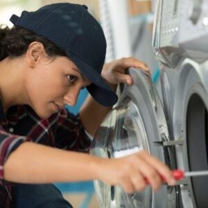 woman fixing a dryer Expert Dishwasher